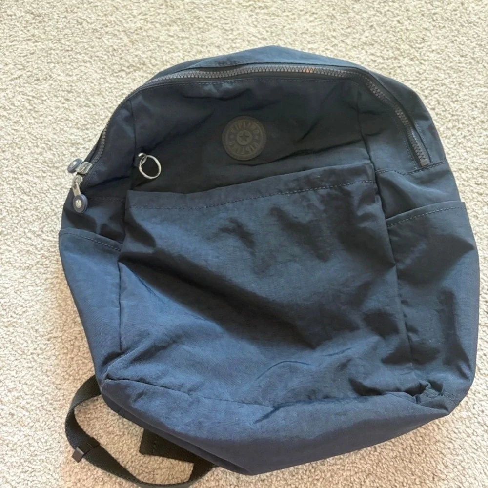 Kipling Small Backpack Navy Blue Crinkle Nylon Lightweight Travel Bag